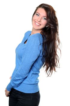 Closeup portrait of a happy young woman smiling