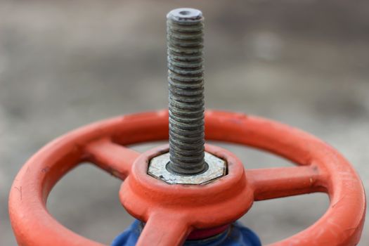 close-up red gate valve