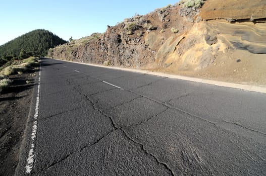 One Lonely Road in the Desert in Tenerife, Spain