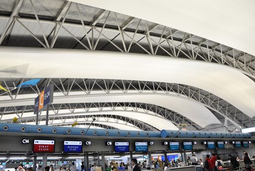 OSAKA, JAPAN - OCT 24: Kansai International Airport opened 4 September 1994 to relieve overcrowding at Osaka International Airport, which is closer to the city of Osaka and now handles only domestic flights, taken on 2012 october 24