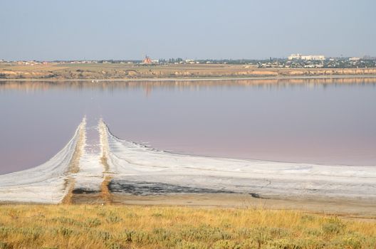 Salt spit in Kuyalnicky liman (lake) near Odessa,Ukraine