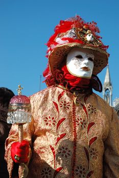 VENICE - MARCH 8:Person in costume at St. Mark's Square during the Carnival of Venice on March 8, 2011.The annual carnival was held in 2011 from February 26th to March 8th