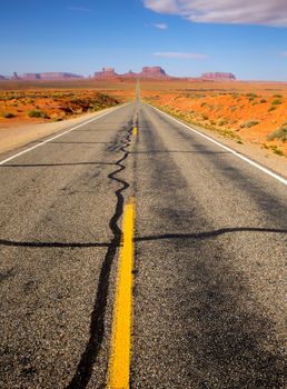 View from US 163 Scenic road to Monument Valley Park in Utah