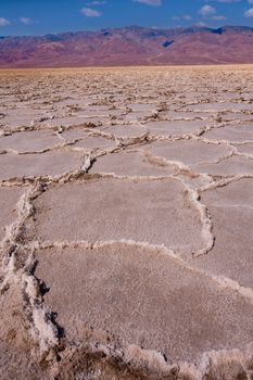 Badwater Basin Death Valley salt formations in California National Park