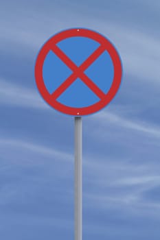 European no stopping road sign