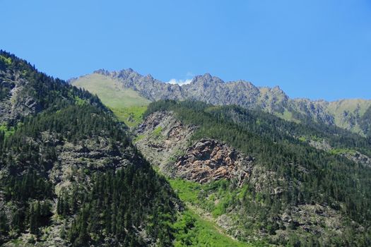 Summer scenery of Caucasus green mountains