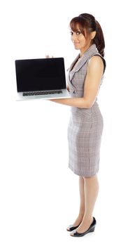 Indian business woman posing in studio isolated on a background