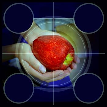 Abstract background with apple, 2d illustration