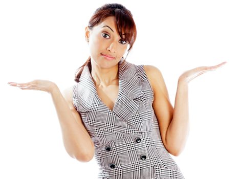Indian business woman posing in studio isolated on a background