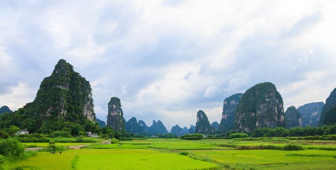 Dramatic landscape of karst mountains in southern china