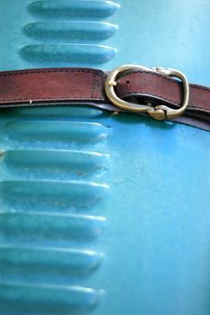Detail of a Belt on the Hood or Bonnet of a Classic Vintage Car