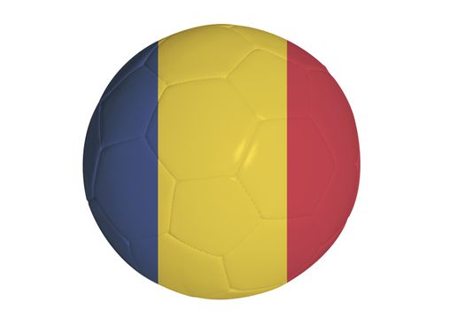 Romanian flag graphic on soccer ball
