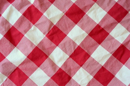 Abstract Background Texture Of A Red And White Chequered Picnic Blanket