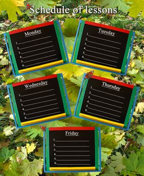 schedule of lessons for a week on the autumn leaves background