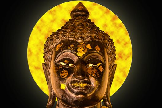buddha head on full moon