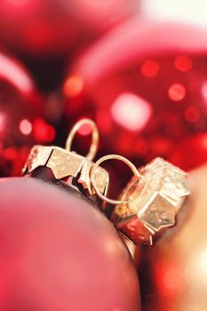 A close up macro shot of Christmas Ornaments.