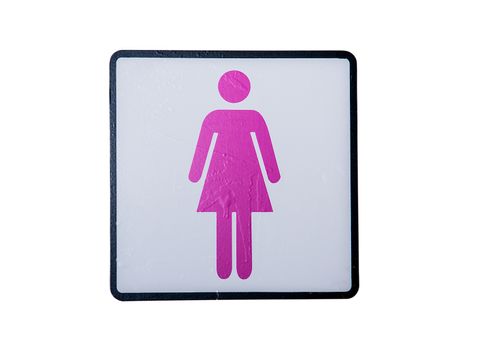 Women's room sign isolated on white background.