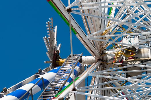 Shot of construction of an amusement over blue sky