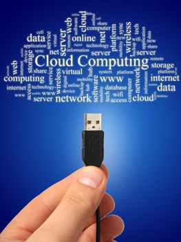 Cloud computing concept. Photo collage.