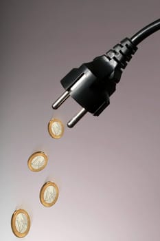 Electricity connector and euro coins.