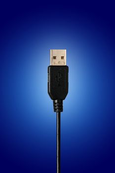 USB connection. Over blue background.