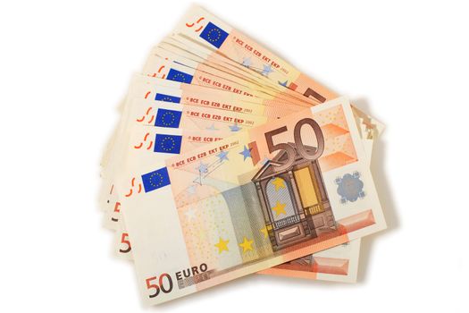 Euro money isolated over white background.