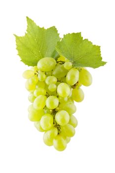 Bunch of green grapes isolated on white