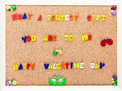 Color valentine words on clip board.