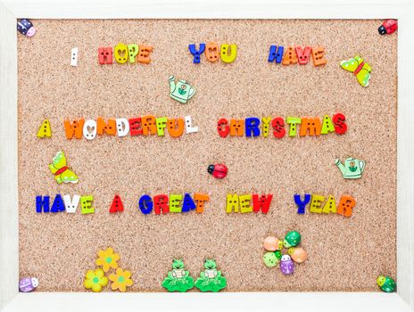 Color christmas and new year words on clip board.