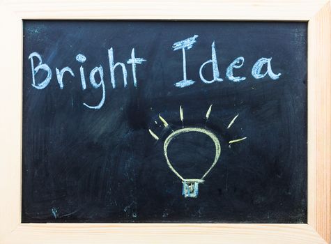 "Bright Idea" words on Black Board.