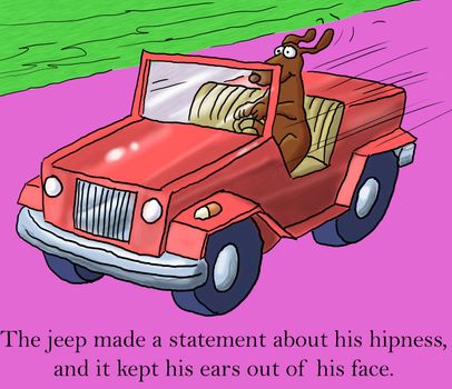 The jeep made a statement about his hipness, and it kept his ears out of his face.