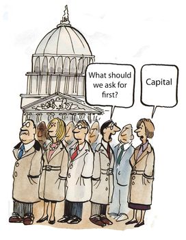 'What should we ask for?'  'Capital.'