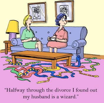 "Halfway through the divorce I found out my husband is a wizard."