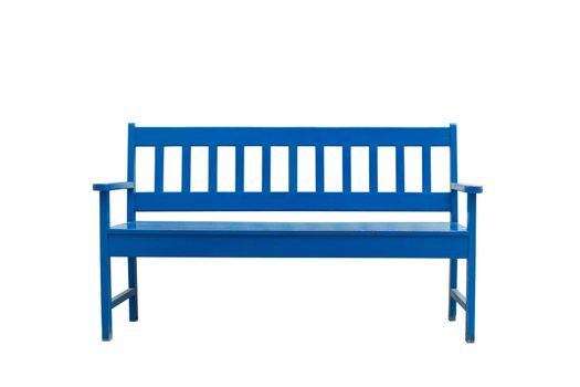Blue wooden bench Isolate on white.