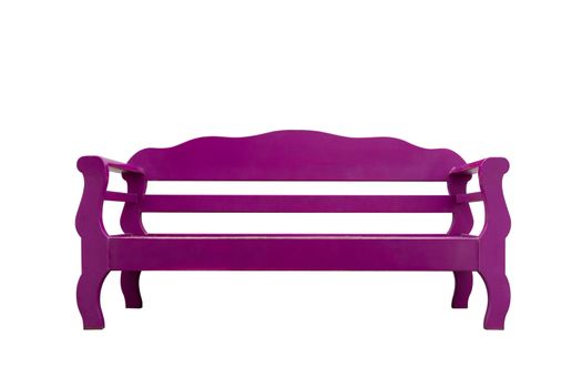 Purple wooden bench isolate on white background.