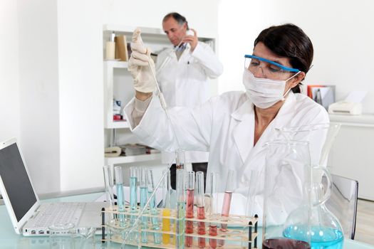 scientist making tests in a medical lab