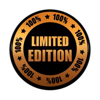 limited edition 100 percentages - text in 3d golden black circle label with stars, business concept