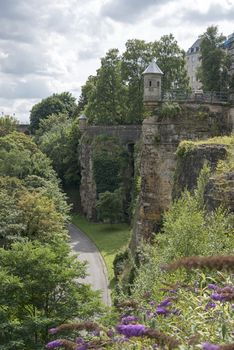 old ruines with towers in the capital luxembourg
