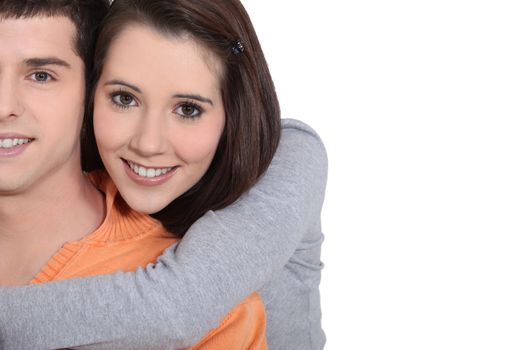 Young couple in a loving embrace