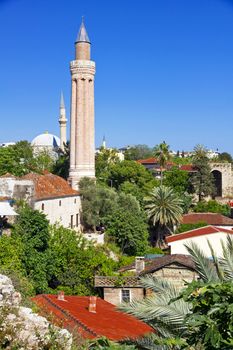 Turkey. The old downtown of Antalya. Yivli minaret in spring