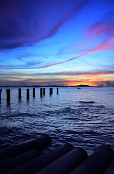 Sichang island silhouette with twilight sky
