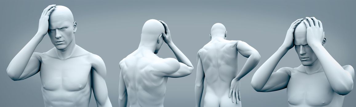 Four digital bodys having headaches