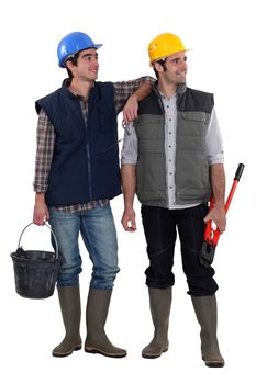 Pair of construction workers