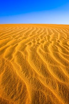 Detail of textured desert sand dune at sunny day
