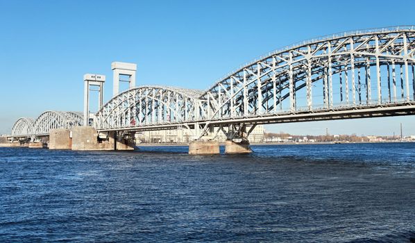 Finland Railway Bridge across the Neva River in St. Petersburg