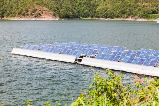 Solar panels  on the water.