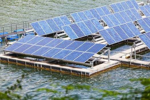 Solar panels  on the water.