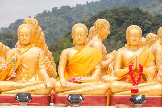 Golden Buddha at Buddha Memorial park , Nakorn nayok, Thailand.