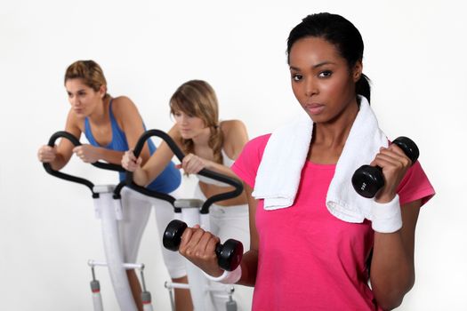 Women exercising.