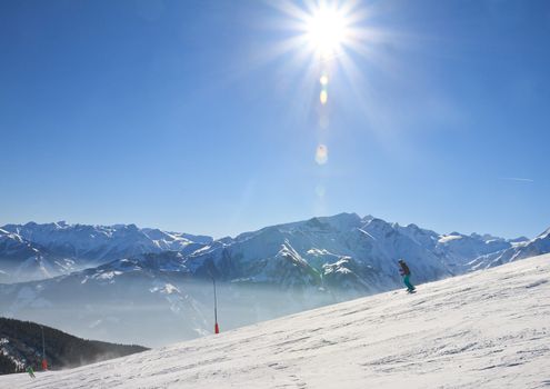 Ski resort Zell am See, Austrian Alps at winter